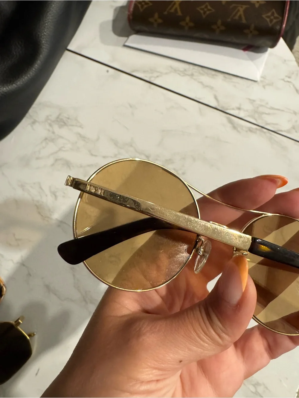 MCM Gold Round Metal Sunglasses, Monogrammed Lenses